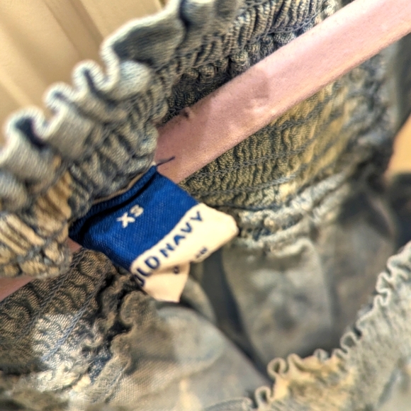 Old Navy chambray cotton top floral Xs Blue White - Picture 6 of 8